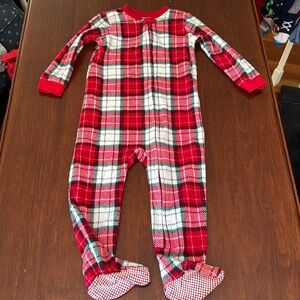 Red and White Plaid Footed Fleece Pajamas